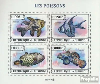 Produktbild von Briefmarken Burundi 2013 Mi 3218-3221 Kleinbogen (kompl. Ausgabe) postfrisch Fische