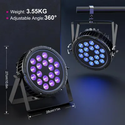 Image de Projecteurs LED PAR ZQ01417 - RGBW - 80 W - Étanche - DMX512 - Lot de 2 - Prise EU