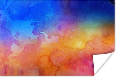 Produktbild von MuchoWow® Poster Wasserfarben - Gelb - Blau - Orange 60x40 cm - Schlafzimmerdekoration