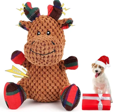 Produktbild von FWLWTWSS Hundespielzeug Quietschend Elch Interaktives Weihnachten Hunde Welpen