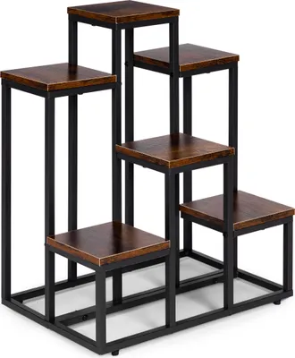 Produktbild von Blumenständer mit 6 Ablagen, 67 cm, Holzoptik und Stahl