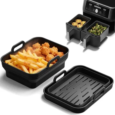 Produktbild von Faltbare Silikonform für Heißluftfritteuse, Zubehör für Ninja Dual Zone, 2er Set, 23x16x7cm