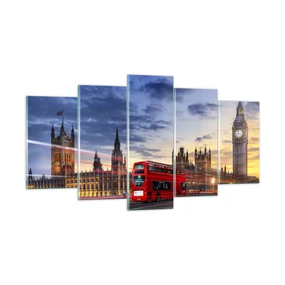 Produktbild von Bilder auf glas - London Bus - 160x85cm - Glasbilder - Wandbilder - Bilder - Kunstdruck - zum Aufhängen bereit - Wanddekoration aus Glas - Glas Bilder - Wandbild auf Glas - 5 Teile - GEA160x85-3592