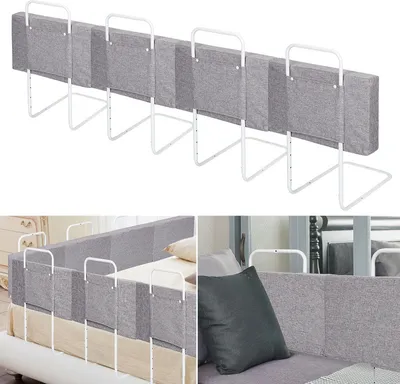 Produktbild von Jopassy 2X Rausfallschutz Bettschutzgitter, 5-Loch Höhenverstellbar Bettgitter,60cm, Kinderbettgitter für Familienbett und Kinderbett(120cm,Grau)