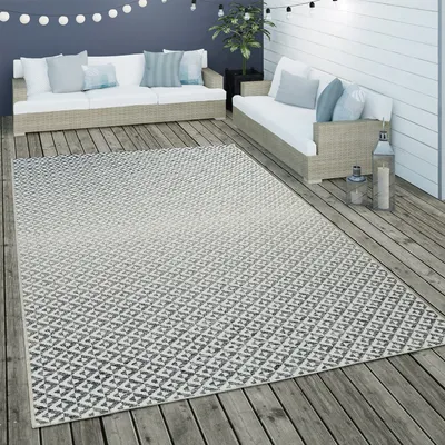 Produktbild von In- & Outdoor Flachgewebe Teppich Geometrisch Skandi Rauten Design In Grau Grösse 120x170 cm
