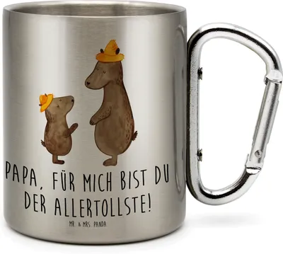 Produktbild von Mr. & Mrs. Panda Teetasse Bären mit Hut - Transparent - Geschenk, Kinder, Family, Muttertag, Isolierbecher, isoliertasse, Edelstahltasse, Edelstahlbecher, Thermobecher