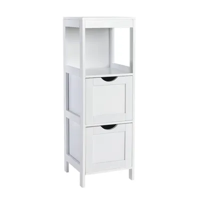 Produktbild von SVITA LINTU Badregal Standregal Badezimmerschrank Schubladen Holzoptik Weiß