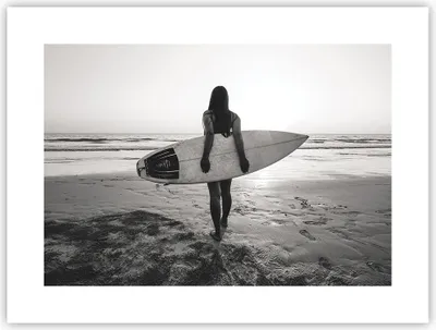 Produktbild von Poster - Poster ohne Rahmen - Frau Strand Surfen - 40x30 cm - Wand Bild - Wanddeko - Wandbilder - Kunstposter - Wandposter - Bilder - Kunstdruck - Wanddekoration - Wandbild - P2XAA40x30-5036