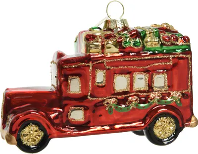Produktbild von Christbaumschmuck Glas Auto mit Geschenken 10,5cm rot