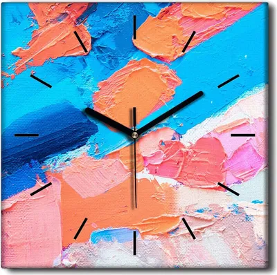 Produktbild von Coloray Uhr auf Leinwand 30x30 cm Wand Uhr Dekoration Wohnzimmer Segeltuch schwarze Hände -Kunst Abstraktion Zeichnung.