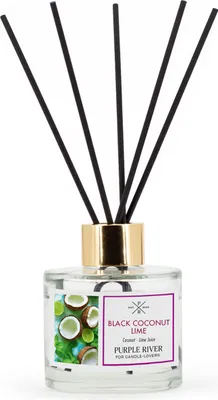 Produktbild von Reed Diffuser, Aroma Diffuser, Duftöl Diffuser | Black Coconut Lime | 100 ml, Glas, ohne Flamme & Strom, für Wohnzimmer