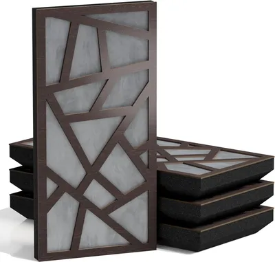 Immagine prodotto di Set di 10 pannelli acustici SKYROSS-F, rivestiti in velluto, dimensioni 50x25 cm, colore wengé/grigio
