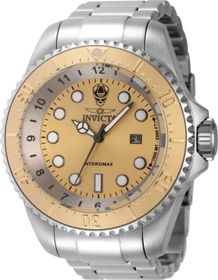 Obrázek produktu pro Invicta Hydromax 44746 Pánské Hodinky - Quartz Hnutí - Nerezová Ocel se Zlatým Ciferníkem - 52 mm