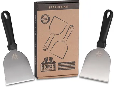 Produktbild von Grillwender Set 2-teilig, Edelstahl 304, Ergonomisch, Lebensmittelsicher, fuer BBQ