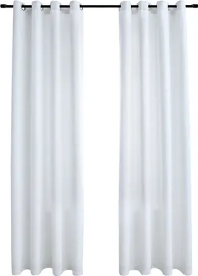 Zdjęcie produktu dla vidaXL Zasłony zaciemniające z metalowymi oczkami 2 szt. Szaro-białe 140x245 cm