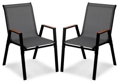 Image de FANTASK : Ensemble de 2 chaises de jardin empilables, dimensions 56 x 66 x 88 cm, chaises de balcon avec accoudoirs