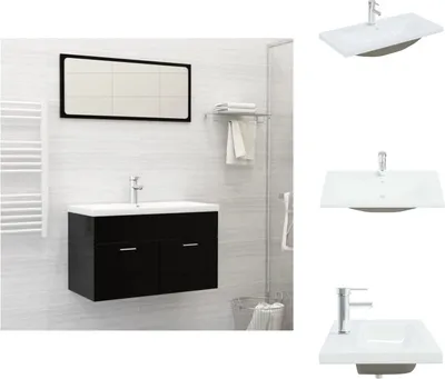 Produktbild von vidaXL Einbauwaschbecken mit Wasserhahn 81x39x18 cm Keramik Weiß -  Badezimmer-Waschbecken