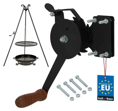Productafbeelding van KOTARBAU® Touw met zwengel voor barbecue, zwart, perfect voor barbecue-bijeenkomsten met braadworstjes