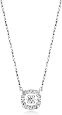 Image de Pendentif et chaîne Femme Or Blanc 375/1000 et Diamant Brillant 0.07 Carat H - I1 - 46cm*5mm; TRS21461