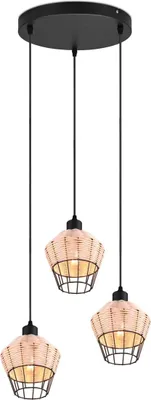Zdjęcie produktu dla Żyrandol BORKA brązowo-czarny 3xE27x40W wiklina / rattan / słoma wym:150x41x41cm IP20 RL