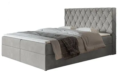 Produktbild von Boxspringbett Boston 180x200 mit Stauraum und Bonell-Matratze, Grau