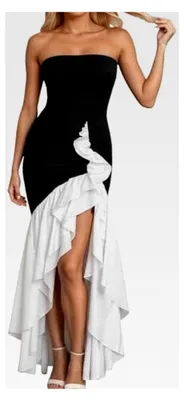 Produktbild von Schulterfreies Bandeau Kleid für Damen mit Schlitz