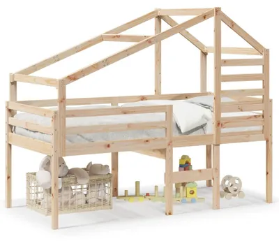 Produktbild von vidaXL Hochbett mit Dach 80x200 cm Massivholz Kiefer