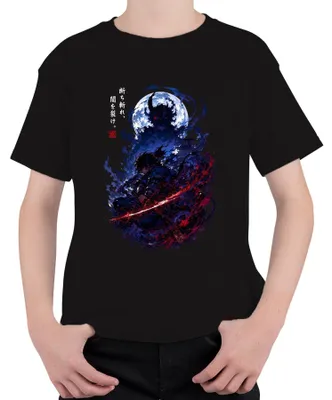 Obrázek produktu pro Samuraj, válečník, démon, katana, Japonsko, Bushido, ronin, motiv Y2K, dětské tričko, černá barva, velikost 116
