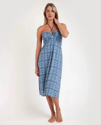 Produktbild von Damen-Trägerkleid, Blau, knielang, sommerliche Strandkleidung - Größe S
