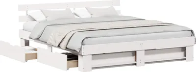 Obrázok produktu pre Rám postele Biela 200 x 200 cm Masívne borovicové drevo