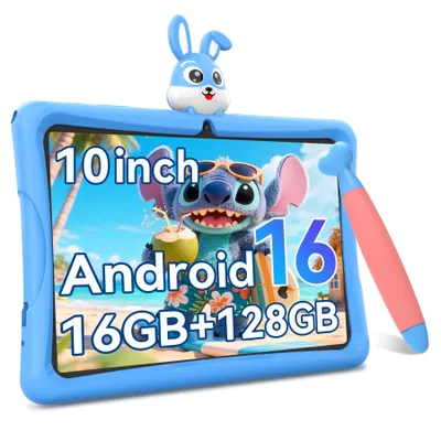 Produktbild von Tabwee K10, 10.1" Kinder Tablet, 4GB+128GB, Android 16, WiFi Tablet für Kinder, mit Schutzhülle und Stift, 5000 mAh, Google Kids Space