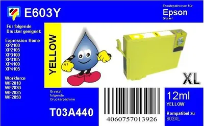 Produktbild von 603XL - yellow - TiDis Druckerpatrone mit 12ml Inhalt - ersetzt T03A440