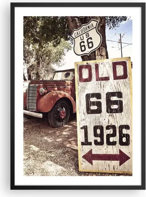 Produktbild von Gerahmtes Poster - Schwarzer Rahmen - Straße alt 66 USA - 50x70 cm - Wand Bild - Wanddeko - Wandbilder - Kunstposter - Wandposter - Bilderrahmen - Bilder - Kunstdruck - Wandbild - P2BPA50x70-3562