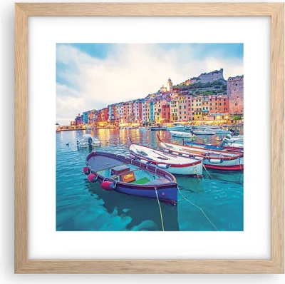 Produktbild von Gerahmtes Poster - Rahmen in heller Eiche - Porto Boote die Farben - 30x30 cm - Wand Bild - Wanddeko - Wandbilder - Kunstposter - Wandposter - Bilderrahmen - Bilder - Kunstdruck - P2NAC30x30-4395