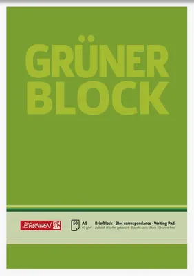Produktbild von Briefblock Der grüne Block A5 60g/qm blanko 50 Blatt Packung mit 10 Stück