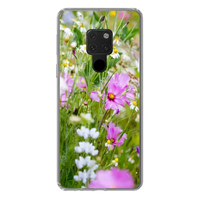 Produktbild von MuchoWow® Handyhülle Schutzhülle Hülle für Huawei P40 Lite Blumen - Natur - Grün - Gras - Lila - Weiß Silikon Softcase Handy Hülle - Handy