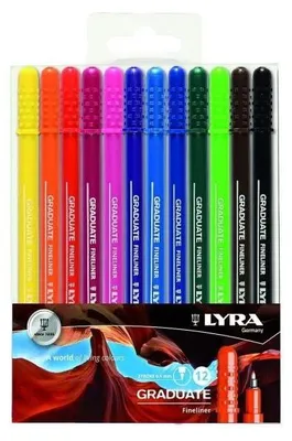 Produktbild von Lyra Fineliner Graduate 12er Kunststoffetui, Mehrfarbig, Fein, Rund, 0,5 mm, Plastikbeutel, 12 Stück(e)