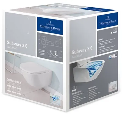 Immagine prodotto di Villeroy & Boch Subway 3.0 WC à fond creux Combi-Pack, ovale, suspendu, TwistFlush, 370x560x360mm, 4670TS01, 4670TS01