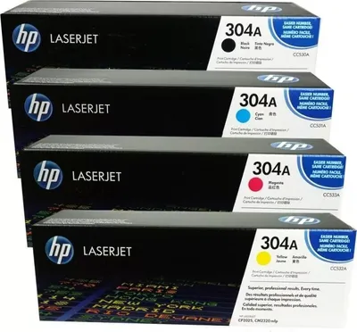 Produktbild von Toner Set HP CC530A, CC531A, CC532A, CC533A,  304A, schwarz + farbig