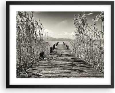 Produktbild von Gerahmtes Poster - Schwarzer Rahmen - Brücke Pier Sepia - 50x40 cm - Wand Bild - Wanddeko - Wandbilder - Kunstposter - Wandposter - Bilderrahmen - Bilder - Kunstdruck - P2BAA50x40-4928