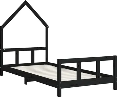 Obrázek produktu pro vidaXL Dětská postýlka Black 90x190 cm Borovicový masiv