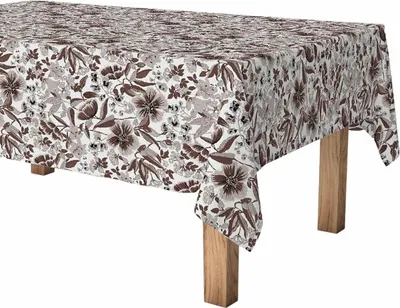 Produktbild von Exma Fleckenbeständige gerollte Tischdecke Blumen 140 cm x 25 m Braun