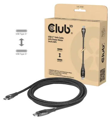 Zdjęcie produktu dla CLUB3D CAC-2508, 2 m, USB C, USB C, 0 Gbit/s, Czarny