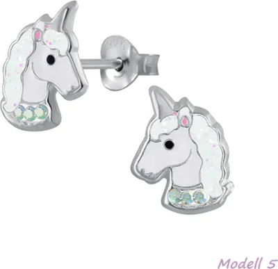 Produktbild von Kinder Ohrstecker: Mädchen Ohrringe Silber „Einhorn“ Modell 5