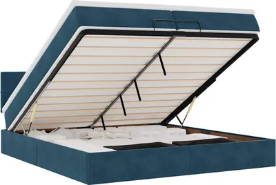Zdjęcie produktu dla vidaXL Otomana z materacem ciemnoniebieska 200x200 cm aksamitna