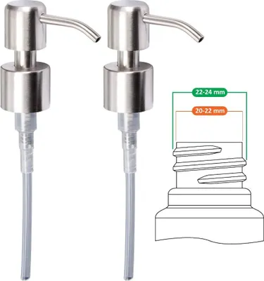 Produktbild von Ersatz-Seifenspender Pumpe-Inox 24 mm gebürstet Hohe Qualität, 2 Stück