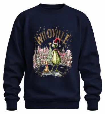 Obrázek produktu pro Whoville Grinch Santa Hat šála Vánoce pes dárek Vintage Uni mikina svetr, Navy, XXL