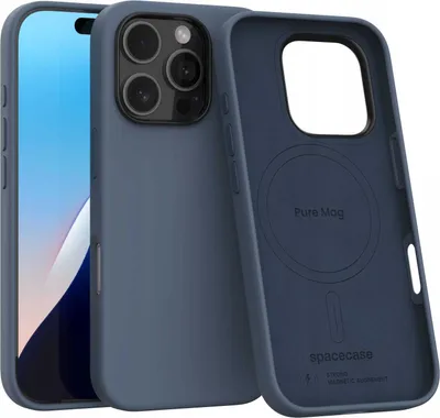 Immagine prodotto di Custodia magnetica in silicone per Magsafe SPACECASE Pure Mag per iPhone 16 Pro Blu