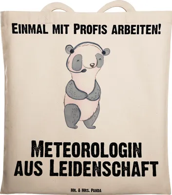 Produktbild von Mr. & Mrs. Panda Jutebeutel Meteorologin Leidenschaft - Transparent - Geschenk, Tasche, Tote Bag, baumwoll shopper, Beutel, dokumententasche, Laptoptasche