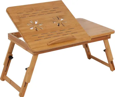 Obrázek produktu pro 1Pc Nastavitelný bambusový regálový regál Dormitory Bed Lap Desk Portable Book Reading Tray Stand